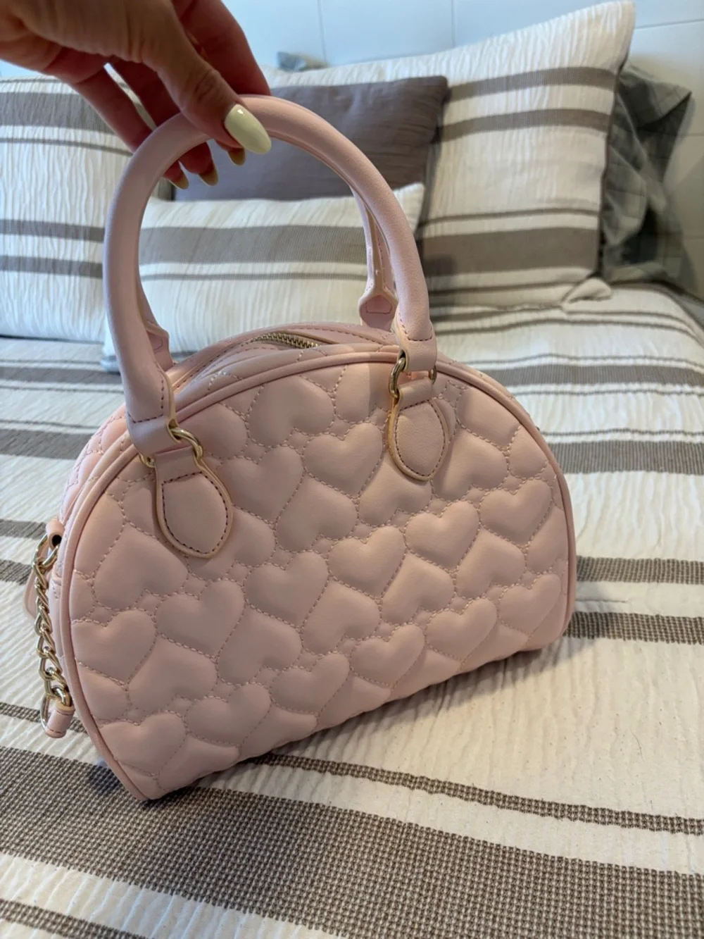 Juicy Couture Quilted Heart Satchel in Light Pink